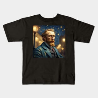 Portrait of van Gogh in the evening city Kids T-Shirt